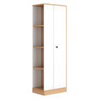 Japandi Wood Wardrobe Armoire With Open Shelves and Hanging Storage