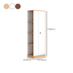 Japandi Wood Wardrobe Armoire With Open Shelves and Hanging Storage Dimensions