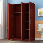 Japandi Wood Wardrobe Armoire With Shelves and Hanging Storage