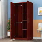 Japandi Wood Wardrobe Armoire With Shelves and Hanging Storage