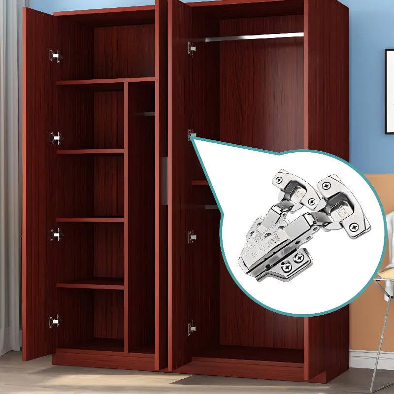 Japandi Wood Wardrobe Armoire With Shelves and Hanging Storage