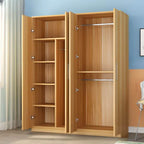 Japandi Wood Wardrobe Armoire With Shelves and Hanging Storage
