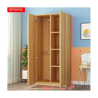 Japandi Wood Wardrobe Armoire With Shelves and Hanging Storage