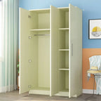 Japandi Wood Wardrobe Armoire With Shelves and Hanging Storage