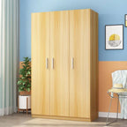 Japandi Wood Wardrobe Armoire With Shelves and Hanging Storage