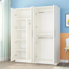 Japandi Wood Wardrobe Armoire With Shelves and Hanging Storage