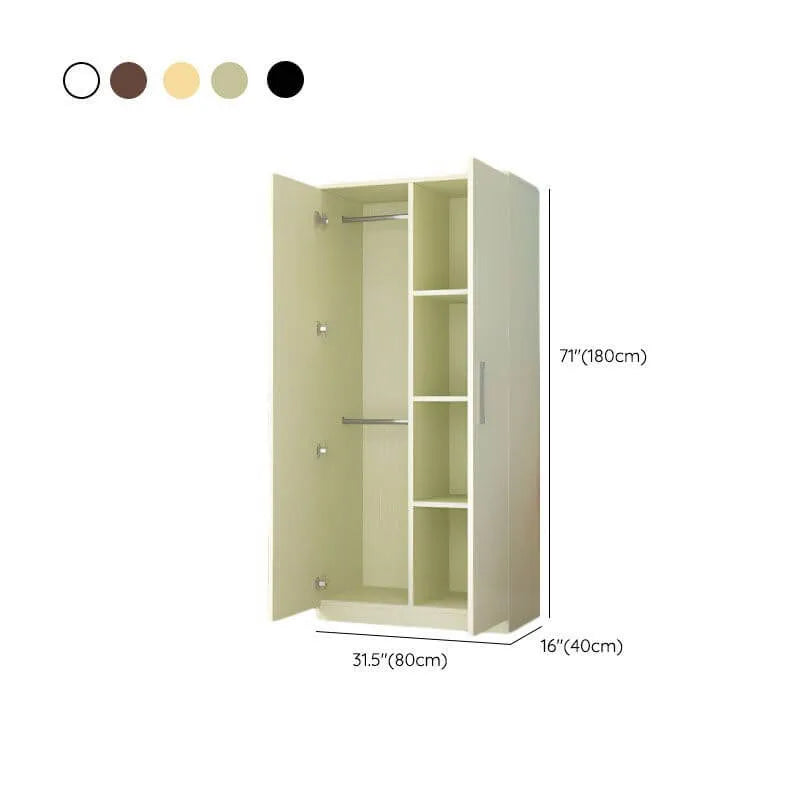 Japandi Wood Wardrobe Armoire With Shelves and Hanging Storage Dimensions