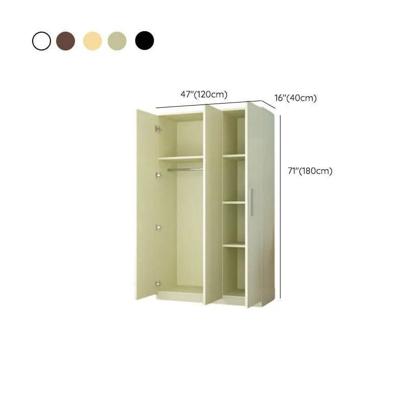 Japandi Wood Wardrobe Armoire With Shelves and Hanging Storage Dimensions