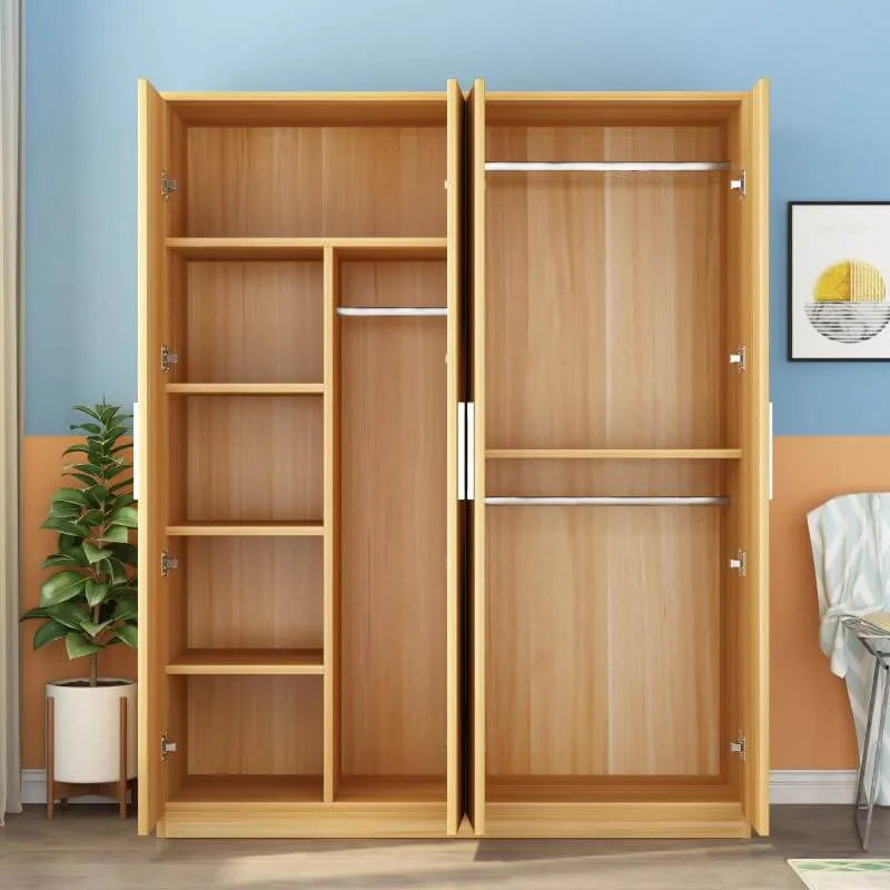 Japandi Wood Wardrobe Armoire With Shelves and Hanging Storage Main Product Image