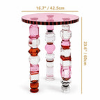 Jewelry-Inspired Acrylic Side Table Series With Amber Tones and Sculptural Legs