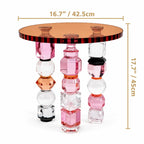 Jewelry-Inspired Acrylic Side Table Series With Amber Tones and Sculptural Legs Dimensions