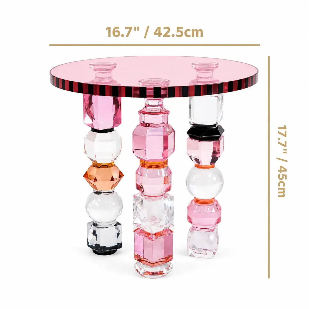Jewelry-Inspired Acrylic Side Table Series With Amber Tones and Sculptural Legs