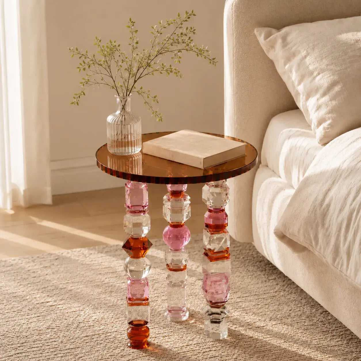 Jewelry-Inspired Acrylic Side Table Series With Amber Tones and Sculptural Legs Secondary image