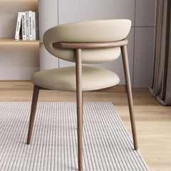 Scratch-resistant Khaki Leather Chair for Dining Room