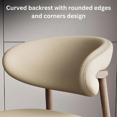 Scratch-resistant Khaki Leather Chair for Dining Room