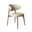 Minimalist khaki dining chair with scratch-resistant leather and solid wood frame