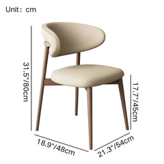 Khaki leather dining chair with scratch-resistant finish and solid wood frame - minimalist style single chair