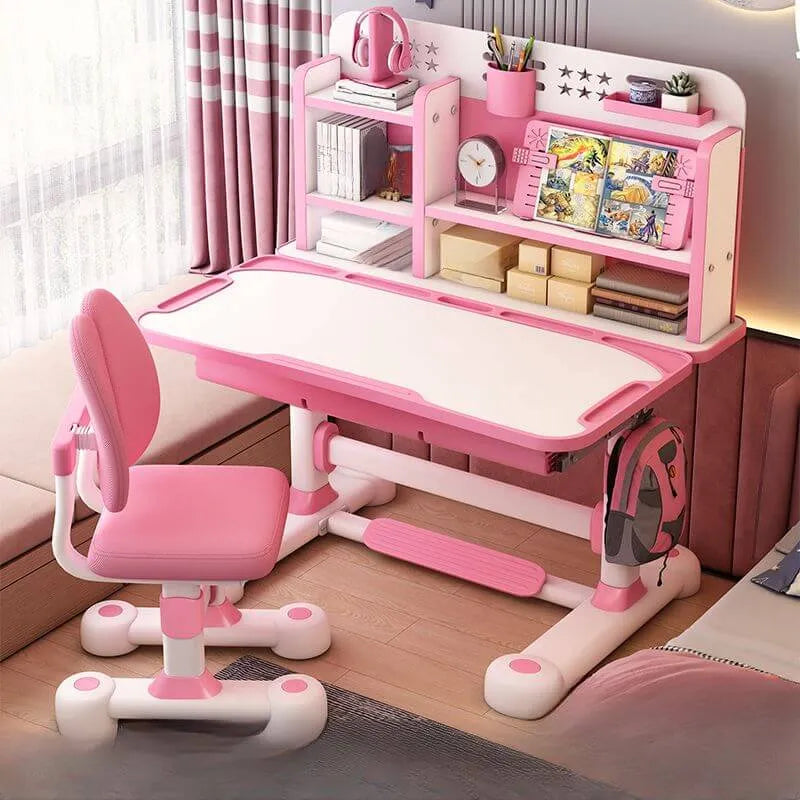 Kids Art Desk with Hutch, Adjustable Height & Dual-Sided Top – Wood
