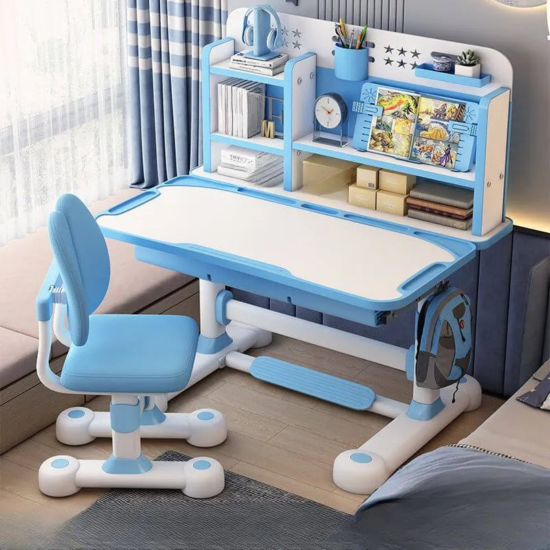 Kids Art Desk with Hutch, Adjustable Height & Dual-Sided Top – Wood
