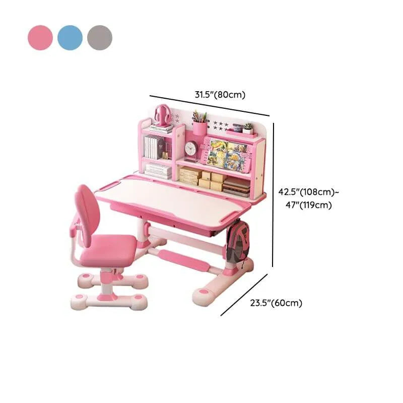 Kids Art Desk with Hutch, Adjustable Height & Dual-Sided Top – Wood Dimensions