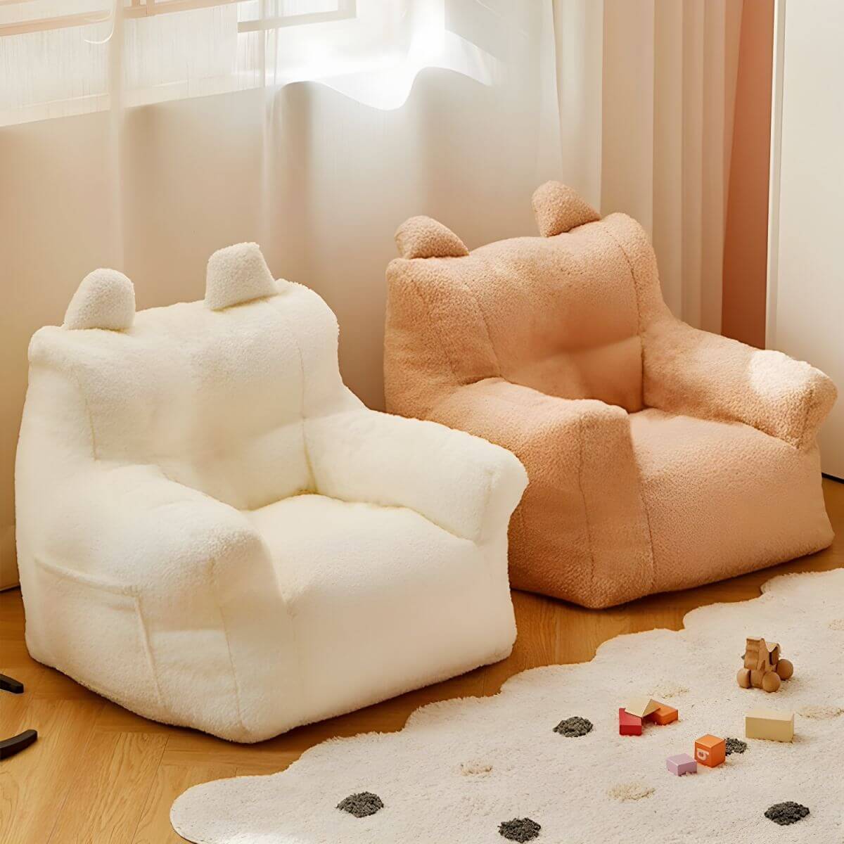 Kids Club Sofa in Soft Upholstered Faux Fur with Animal Theme