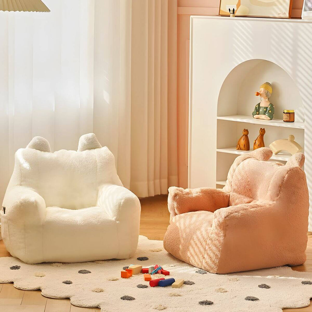 Kids Club Sofa in Soft Upholstered Faux Fur with Animal Theme