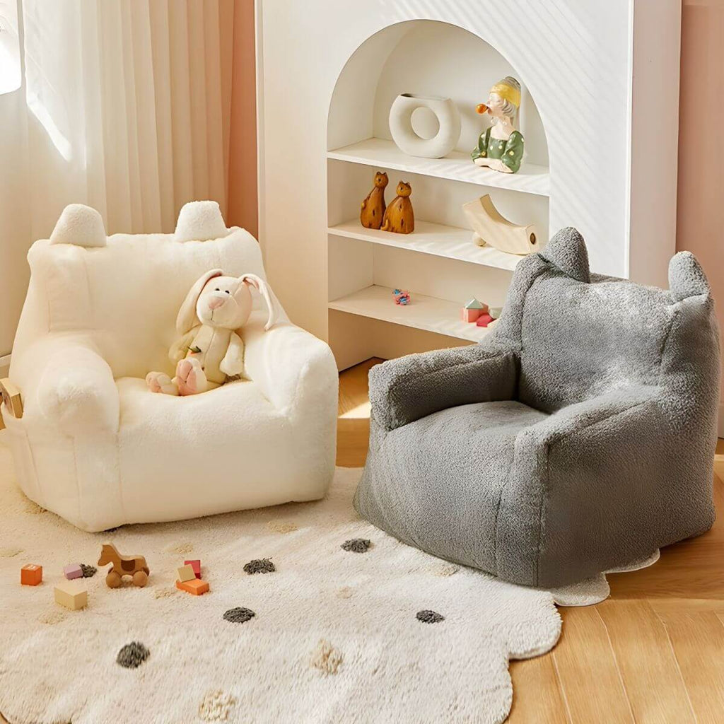 Kids Club Sofa in Soft Upholstered Faux Fur with Animal Theme