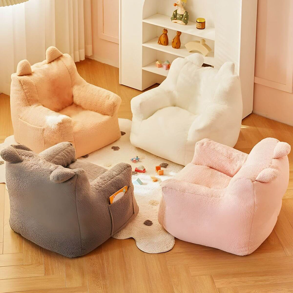 Kids Club Sofa in Soft Upholstered Faux Fur with Animal Theme