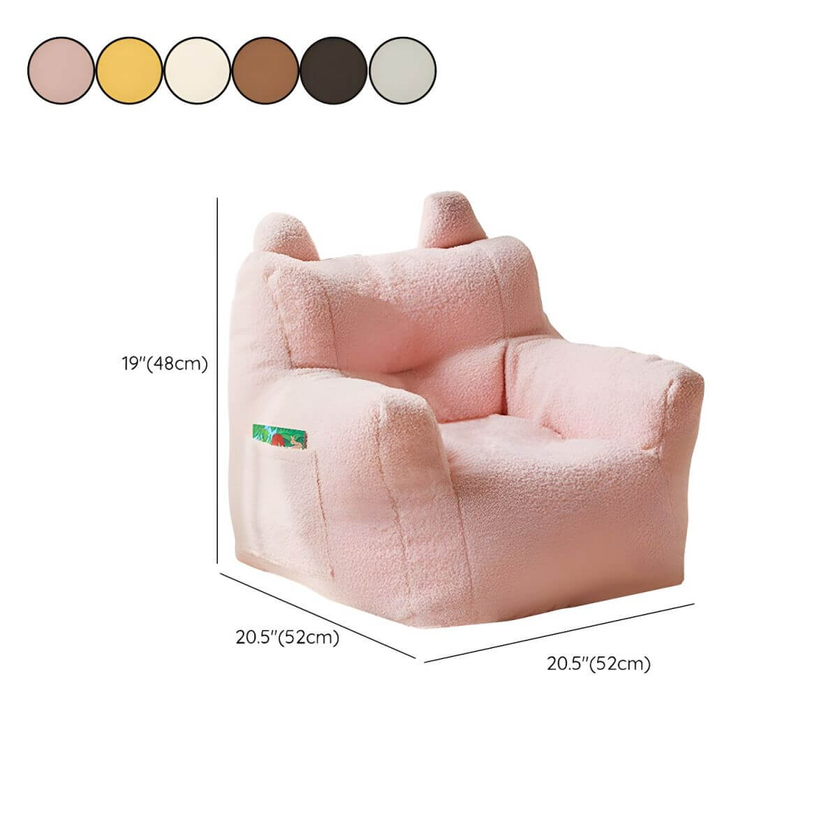 Kids Club Sofa in Soft Upholstered Faux Fur with Animal Theme Dimensions