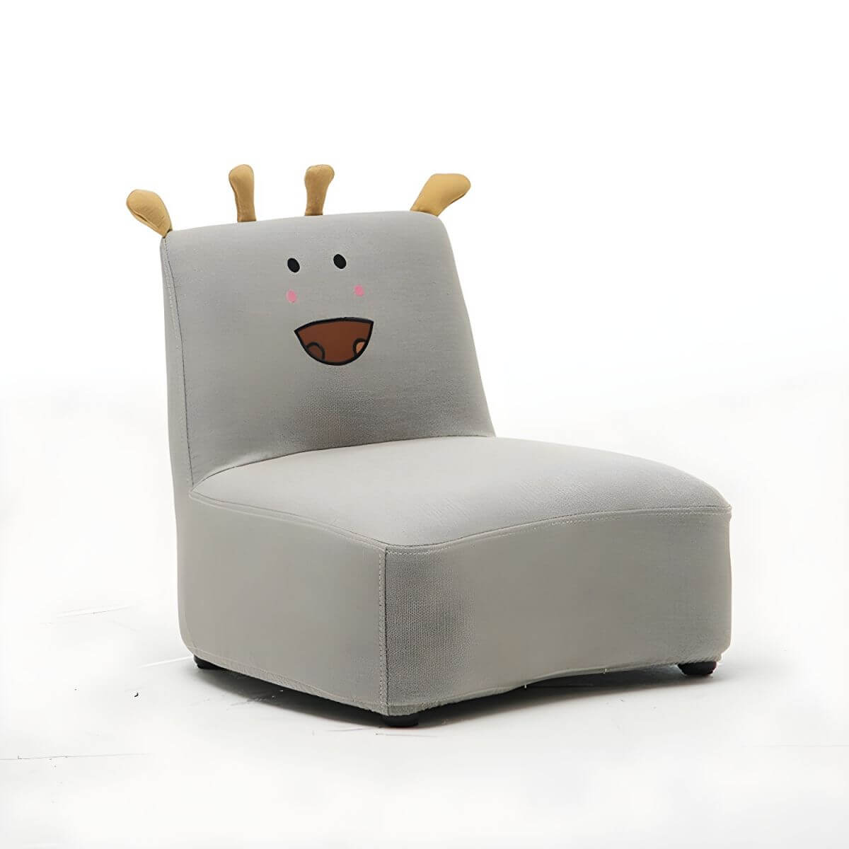 Kids' Cotton Upholstered Animal Club Chair – Low-Profile Playroom Seating