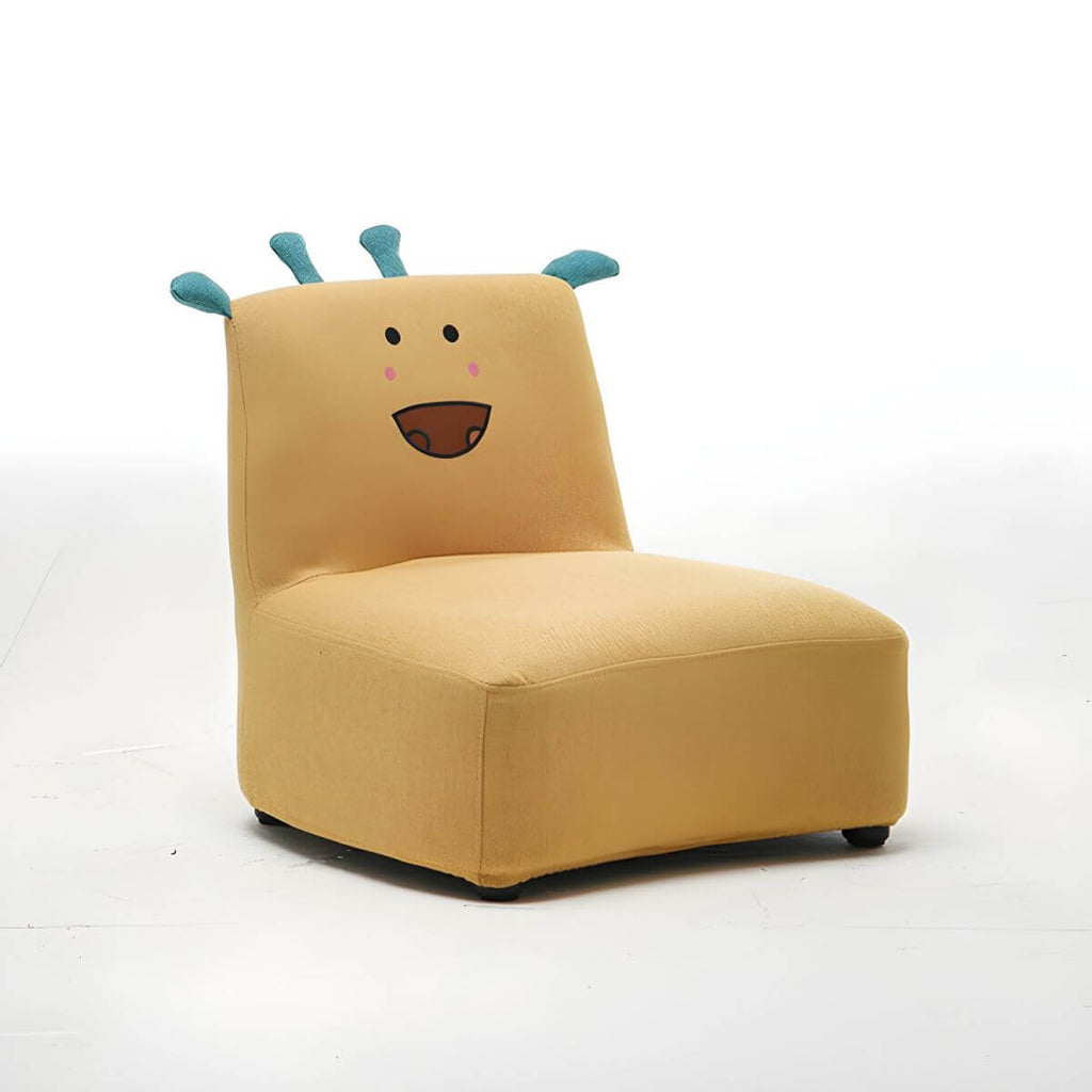 Kids' Cotton Upholstered Animal Club Chair – Low-Profile Playroom Seating