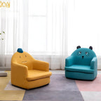 Kids' Cotton Upholstered Animal Club Chair – Low-Profile Playroom Seating