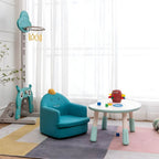 Kids' Cotton Upholstered Animal Club Chair – Low-Profile Playroom Seating
