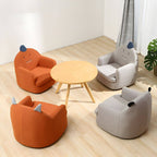 Kids' Cotton Upholstered Animal Club Chair – Low-Profile Playroom Seating