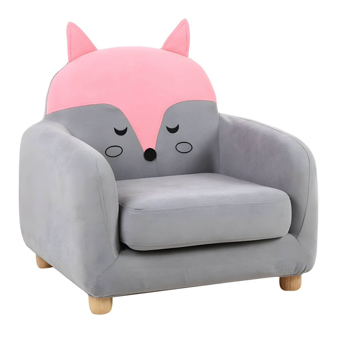 Kids' Cotton Upholstered Animal Club Chair – Low-Profile Playroom Seating