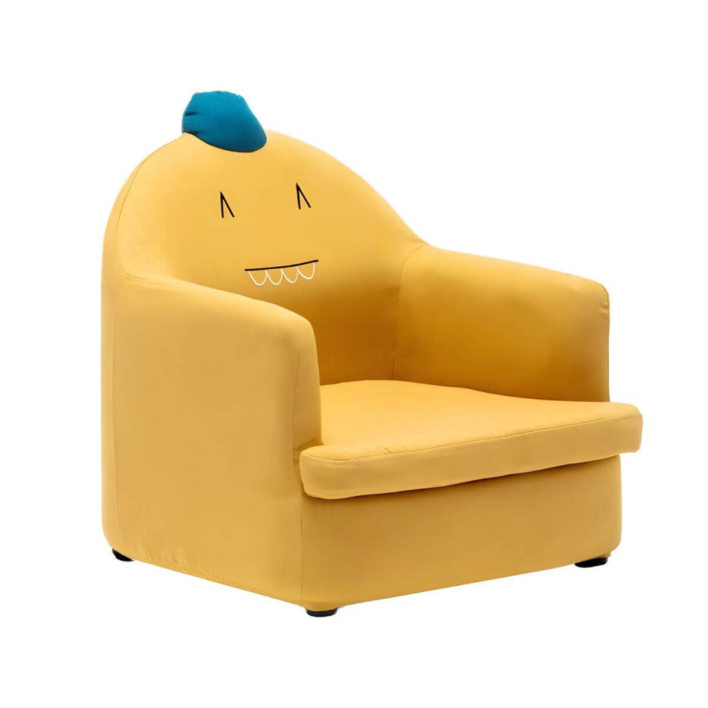 Kids' Cotton Upholstered Animal Club Chair – Low-Profile Playroom Seating