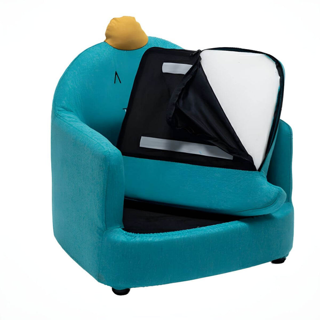 Kids' Cotton Upholstered Animal Club Chair – Low-Profile Playroom Seating