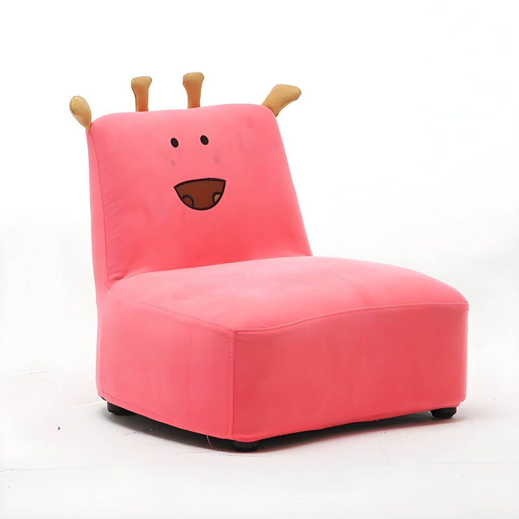 Kids' Cotton Upholstered Animal Club Chair – Low-Profile Playroom Seating