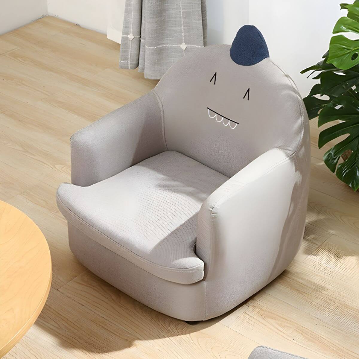 Kids' Cotton Upholstered Animal Club Chair – Low-Profile Playroom Seating