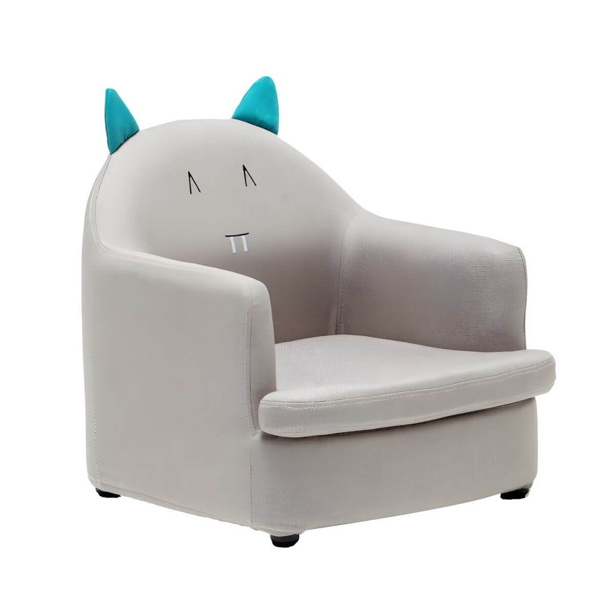 Kids' Cotton Upholstered Animal Club Chair – Low-Profile Playroom Seating