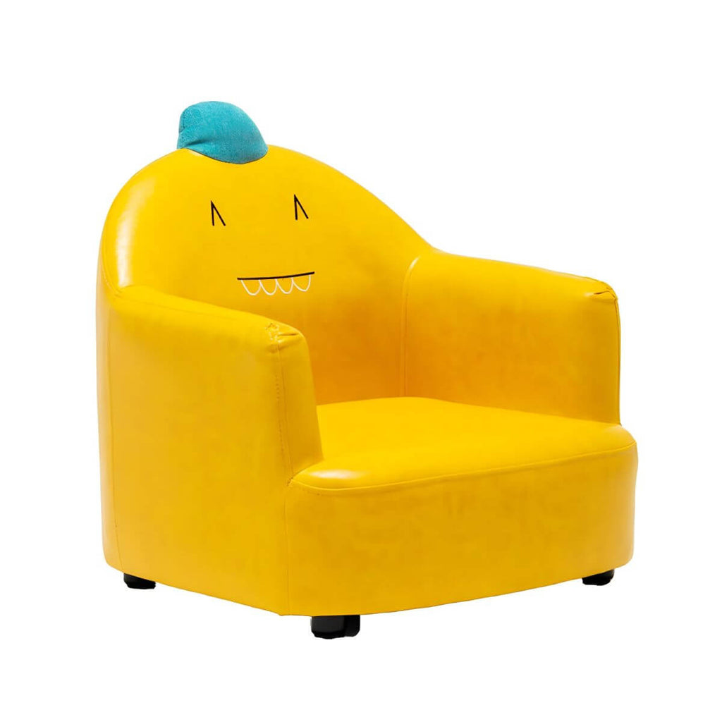 Kids' Cotton Upholstered Animal Club Chair – Low-Profile Playroom Seating