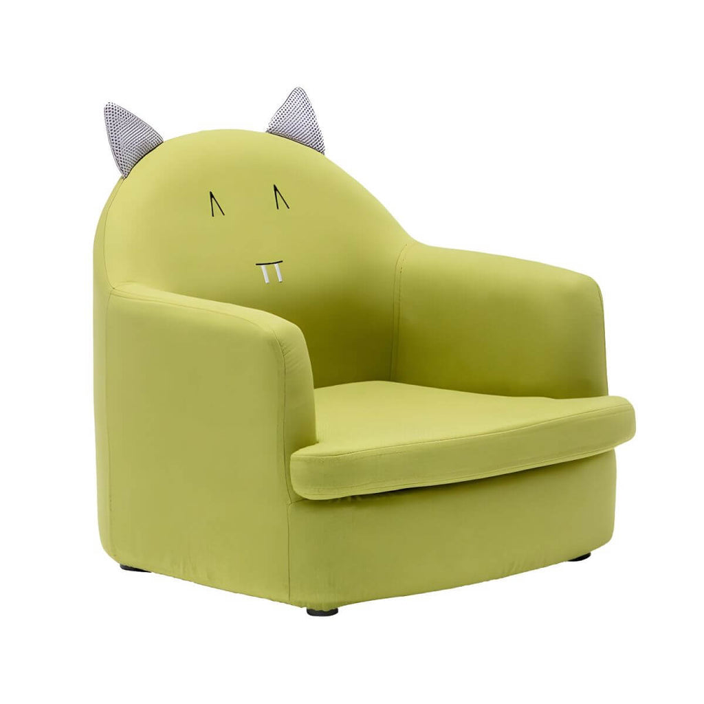Kids' Cotton Upholstered Animal Club Chair – Low-Profile Playroom Seating