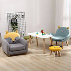 Kids' Cotton Upholstered Animal Club Chair – Low-Profile Playroom Seating