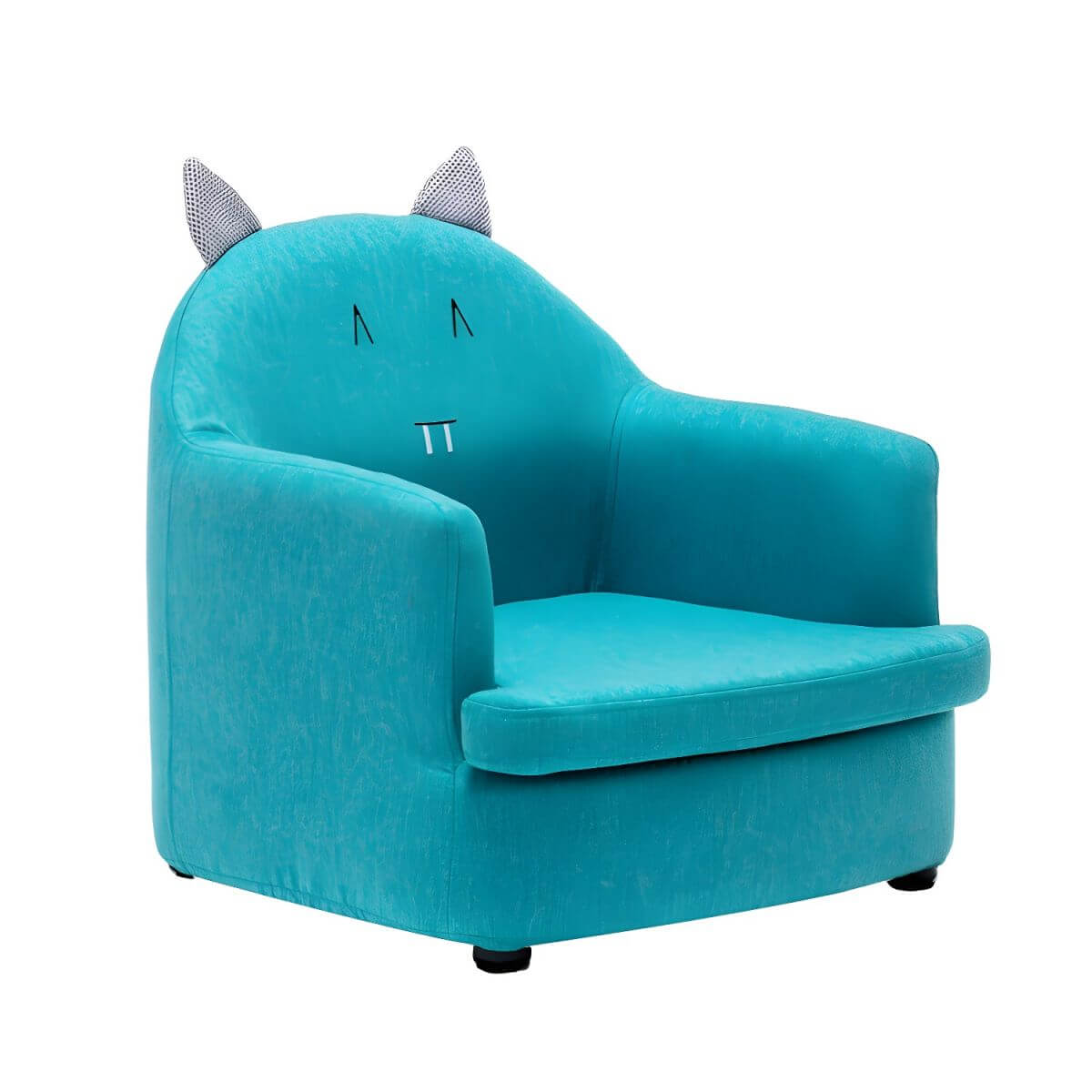 Kids' Cotton Upholstered Animal Club Chair – Low-Profile Playroom Seating