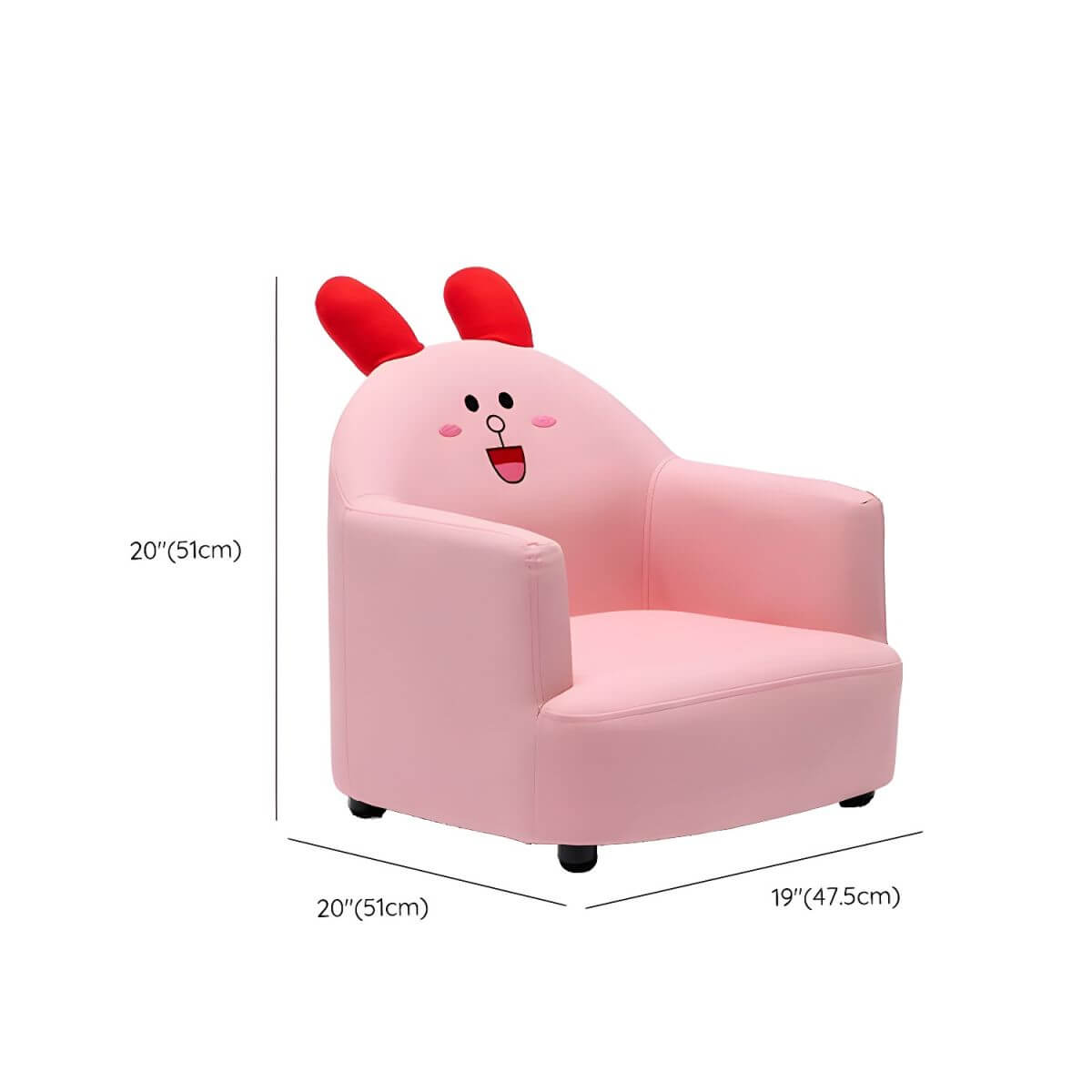 Kids' Cotton Upholstered Animal Club Chair – Low-Profile Playroom Seating Dimensions