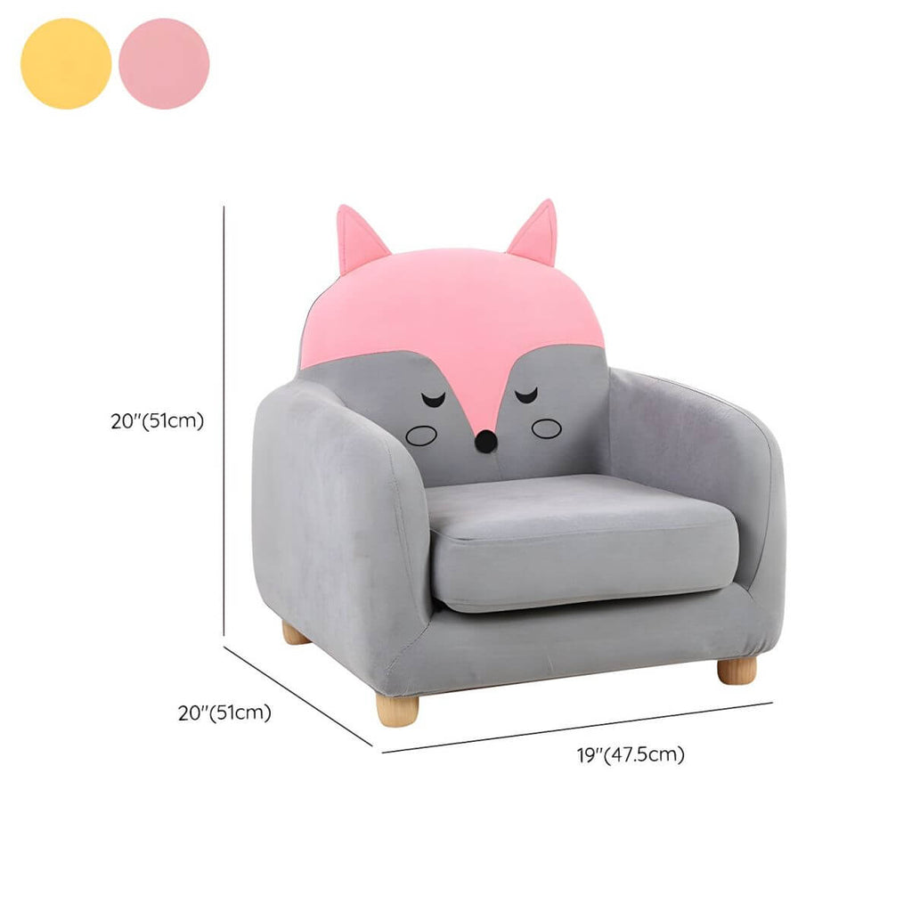 Kids' Cotton Upholstered Animal Club Chair – Low-Profile Playroom Seating Dimensions