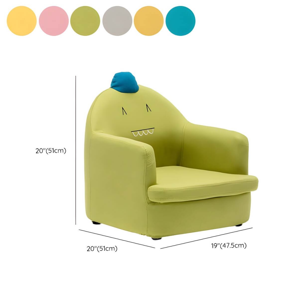 Kids' Cotton Upholstered Animal Club Chair – Low-Profile Playroom Seating Dimensions