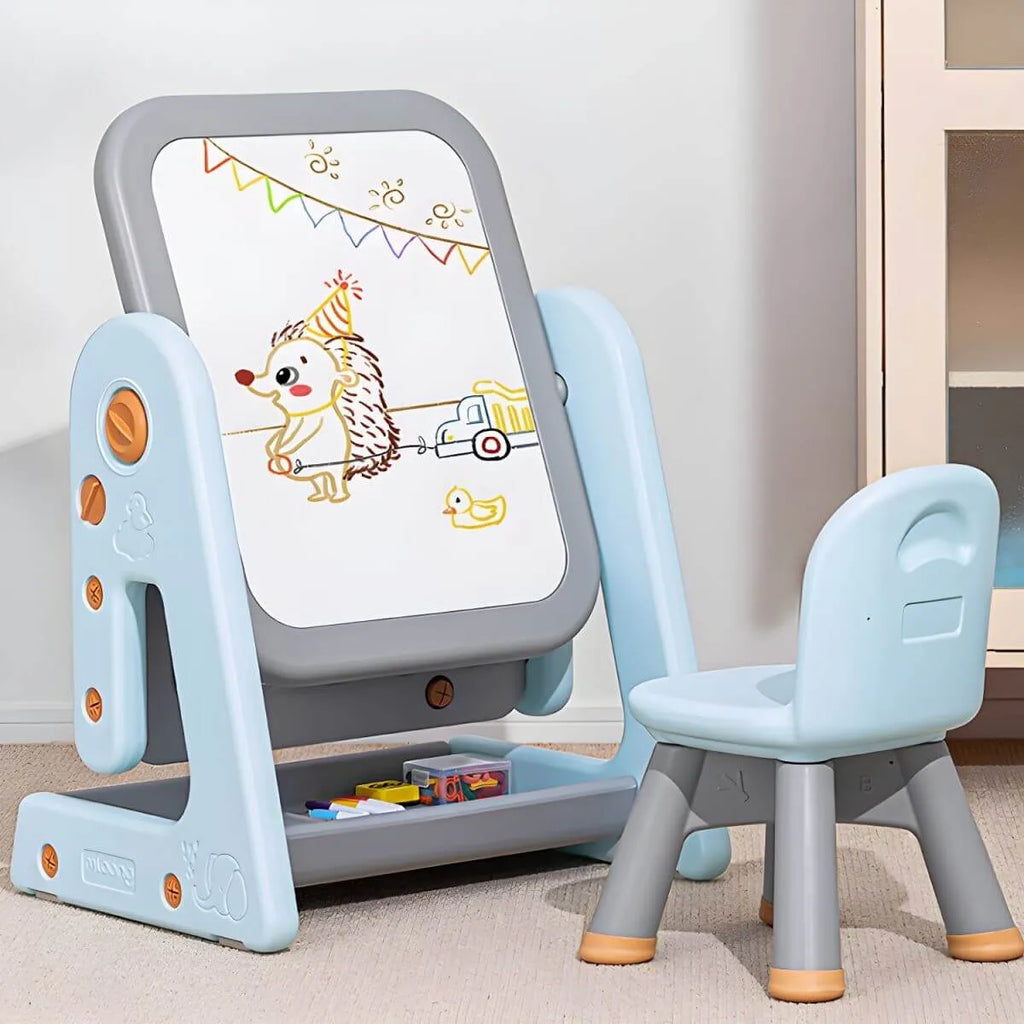 Kids' Foldable Writing Desk with Chair – Plastic, Waterproof & Storage