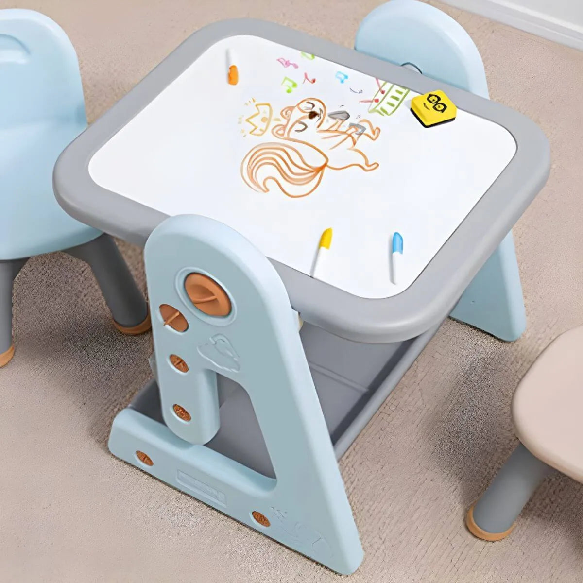Kids' Foldable Writing Desk with Chair – Plastic, Waterproof & Storage