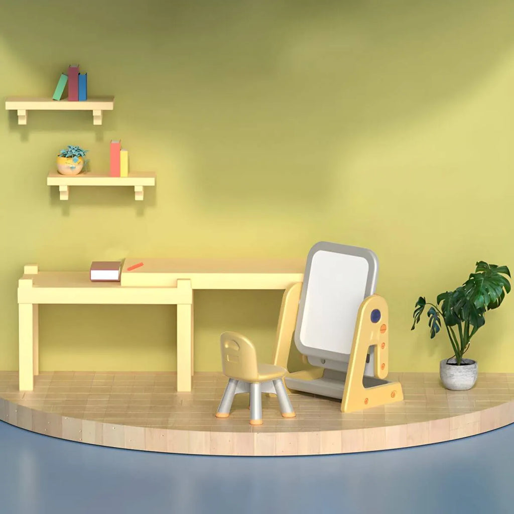 Kids' Foldable Writing Desk with Chair – Plastic, Waterproof & Storage